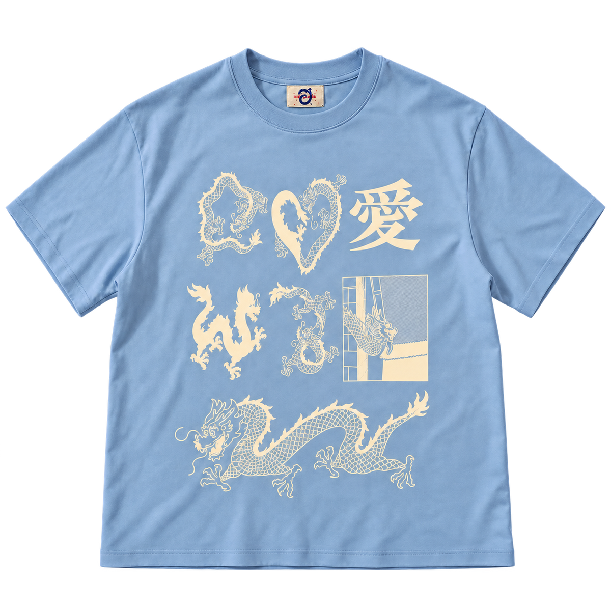 Love Letters Dragon Tee - Sky Blue